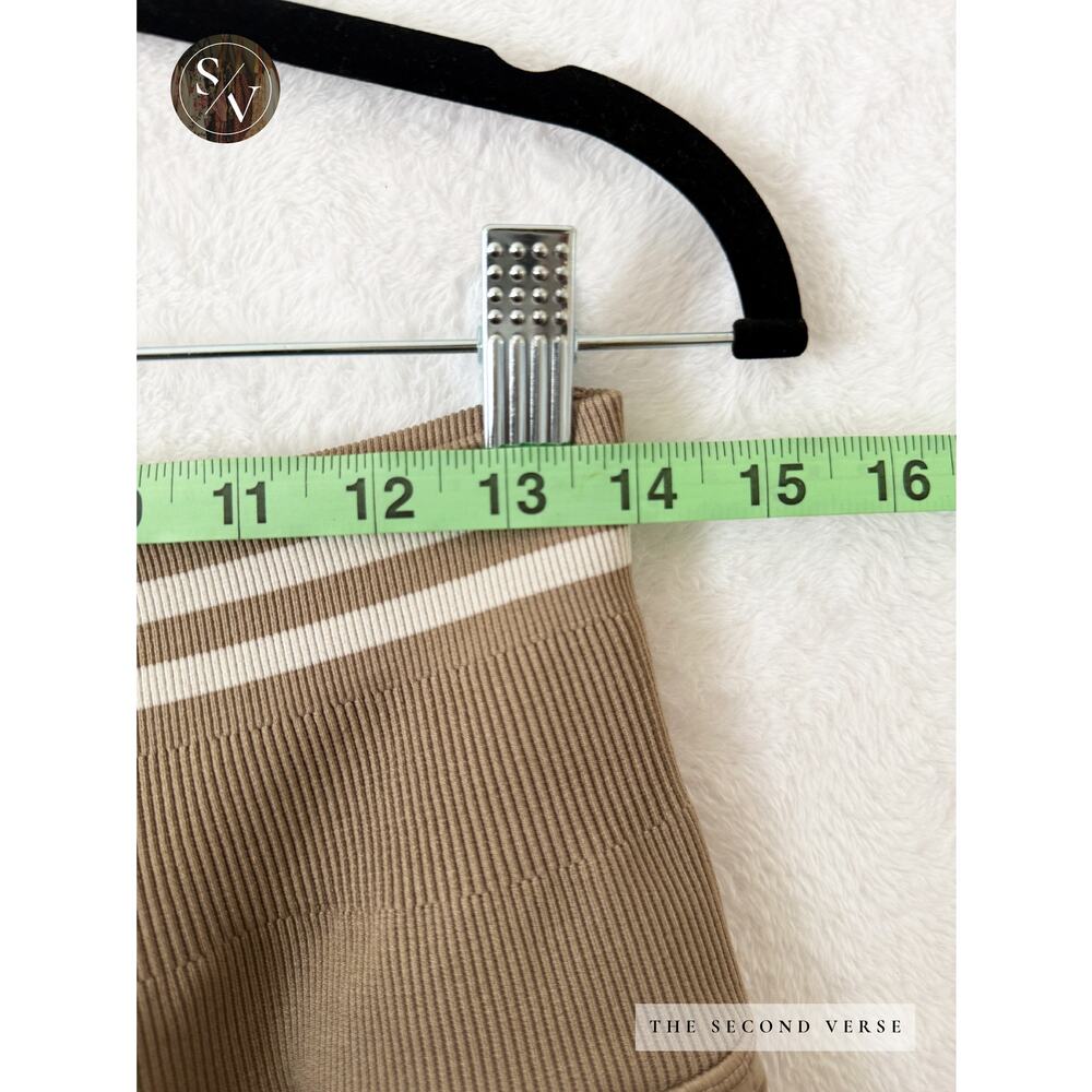 Offline By Aerie Pleated Bow Pleated Wide Waistband Skirt Tan White Size Medium - Picture 8 of 11